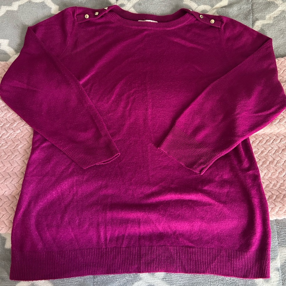 Magenta Sweater with Button Details